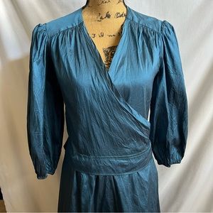 Calypso Christiane Celle 100% Silk Turquoise Wrap Dress.  Size S
